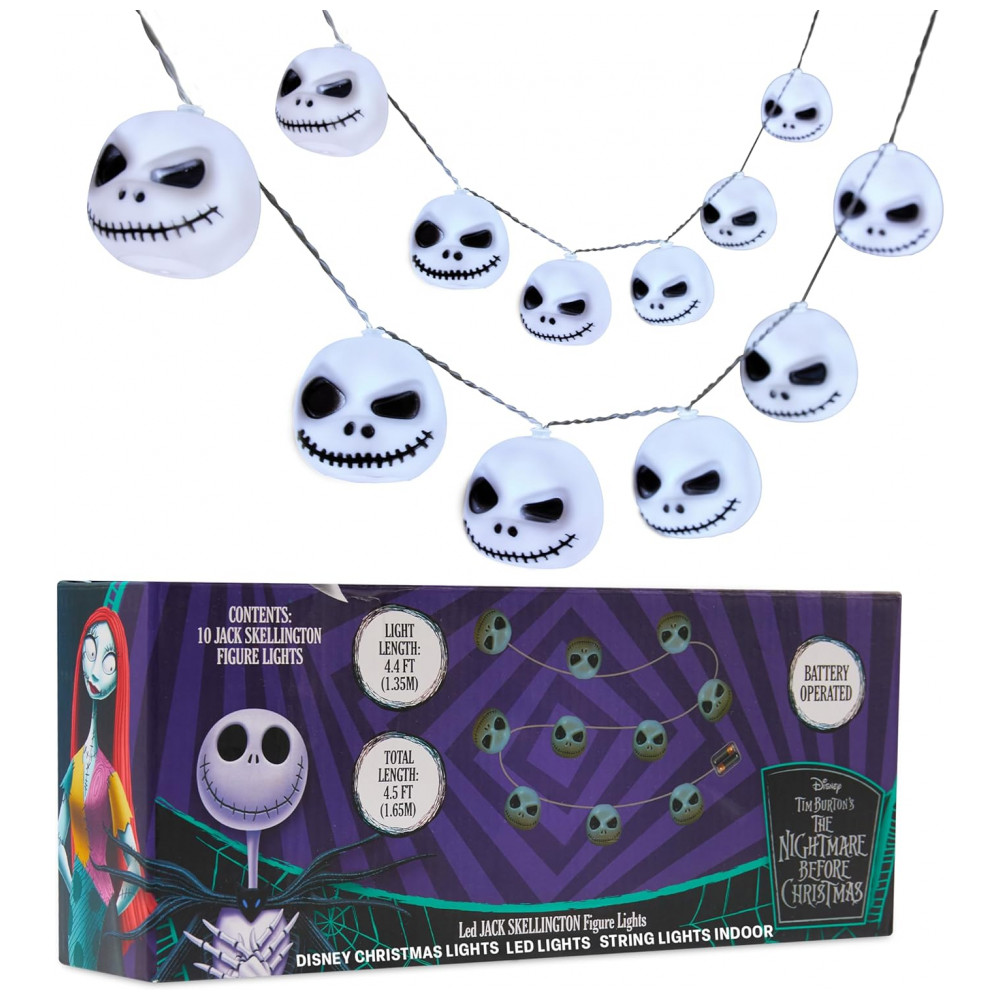 ECTQRRK86L8F0B_0-1.jpg - Luzes de Fada LED Disney The Nightmare Before Christmas Jack Skellington, 10 Luzes, 165 cm, Pilhas AA, Decoração Natalina