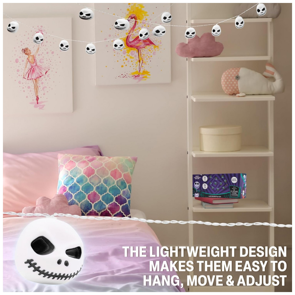 ECTQRRK86L8F0B_3-1.jpg - Luzes de Fada LED Disney The Nightmare Before Christmas Jack Skellington, 10 Luzes, 165 cm, Pilhas AA, Decoração Natalina