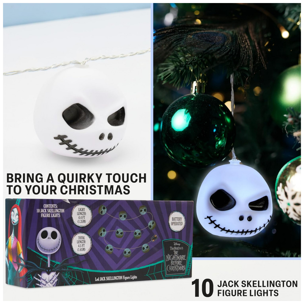 ECTQRRK86L8F0B_4-1.jpg - Luzes de Fada LED Disney The Nightmare Before Christmas Jack Skellington, 10 Luzes, 165 cm, Pilhas AA, Decoração Natalina