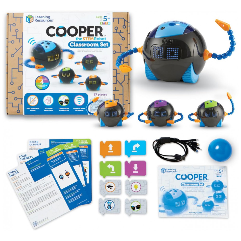 Kit de Sala de Aula do Robô Cooper da Learning Resources - Programação para Crianças, Brinquedos de Montar, Robótica, Presente para Meninos e Meninas,