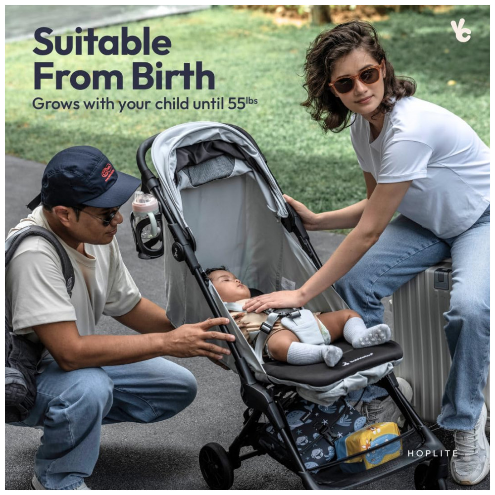 ECTQRT5PTP5F0B_6-1.jpg - Carrinho compacto BabbleRoo Hoplite Verde Seafoam - Ultralight 56 kg Estrutura em Liga de Aço Reclinação 175° Capota Impermeável UPF 50+ Dobrável rápido