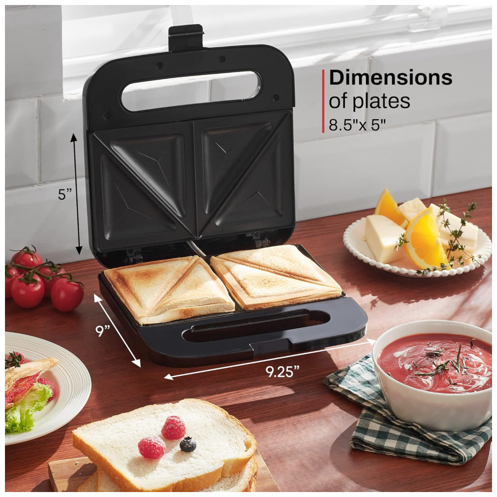 ECTQRVX5PP8F0B_1-1.jpg - Máquina de Sanduíche Panini Elite Gourmet ESM2207XSS, Prepara Sanduíches Gourmet, Tostados e Saborosos, Superfície Antiaderente, 2 Fatias, 750 Watts,