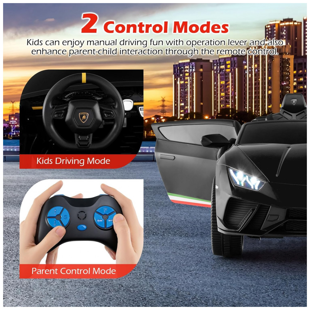 ECTQRWWS1JQF0B_1-1.jpg - Carro Elétrico Infantil Lamborghini Licenciado 24V, 4WD, 2 Lugares, Controle Remoto, Luzes LED, Música Bluetooth – Costzon S311, Preto