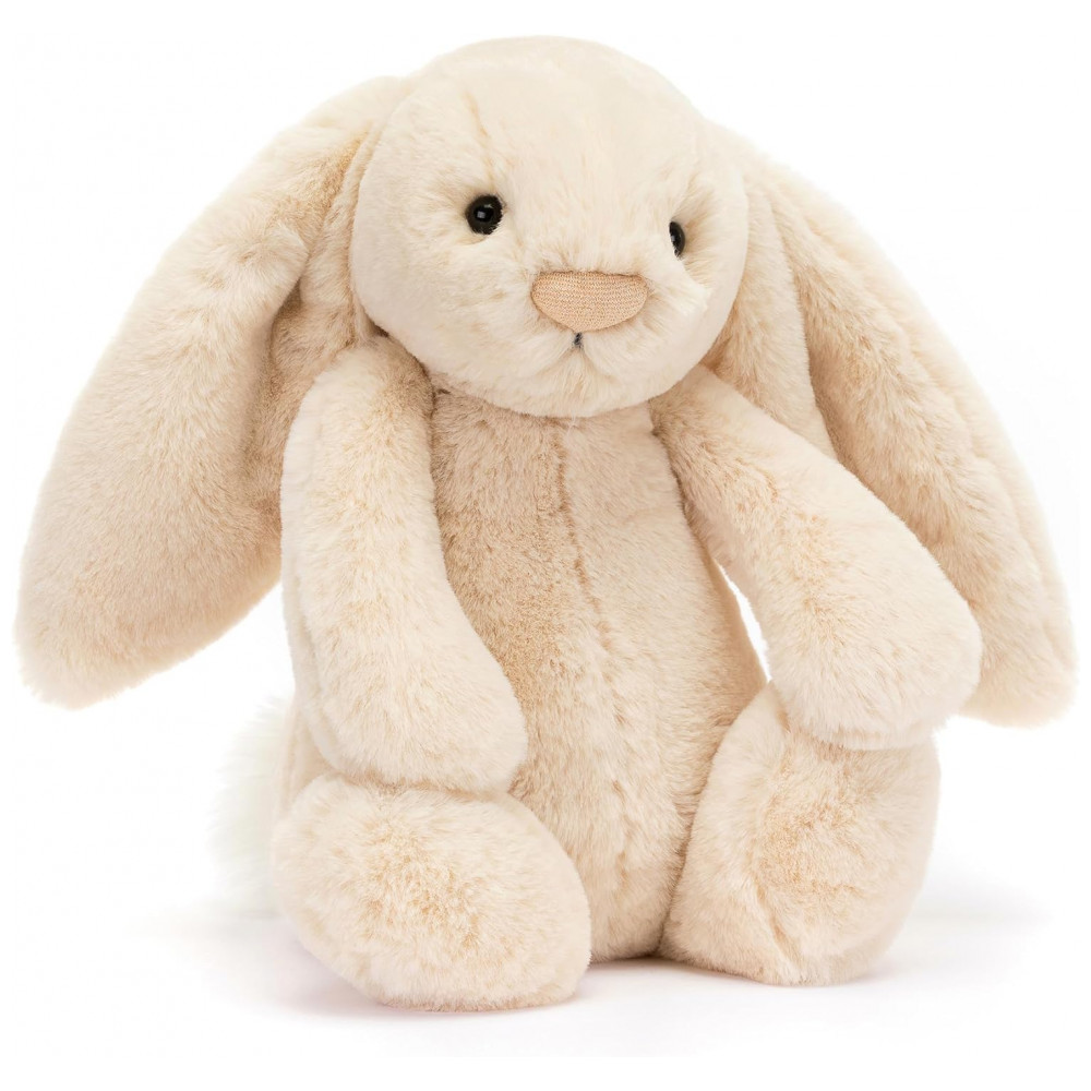 Coelho de Pelúcia Jellycat Bashful Luxe Willow, Médio 31 cm, Brinquedo de Pelúcia Coelho Clássico de Presente para Crianças, Cor Bege