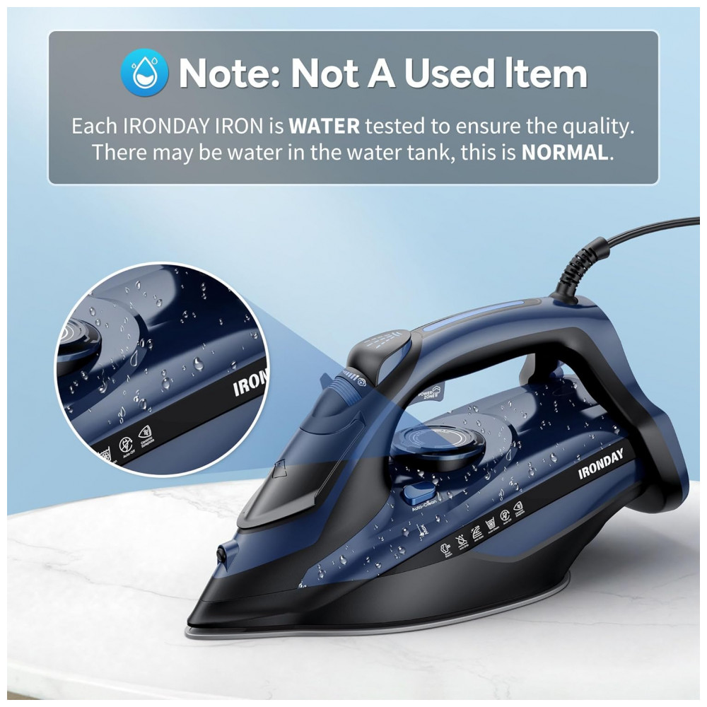 ECTQS14V5YLF0B_1-1.jpg - Ferro de Passar a Vapor Rápido Ironday, 1700W com Controle de Temperatura, Base de Cerâmica, Desligamento Automático, Jato de Vapor, Autolimpeza,