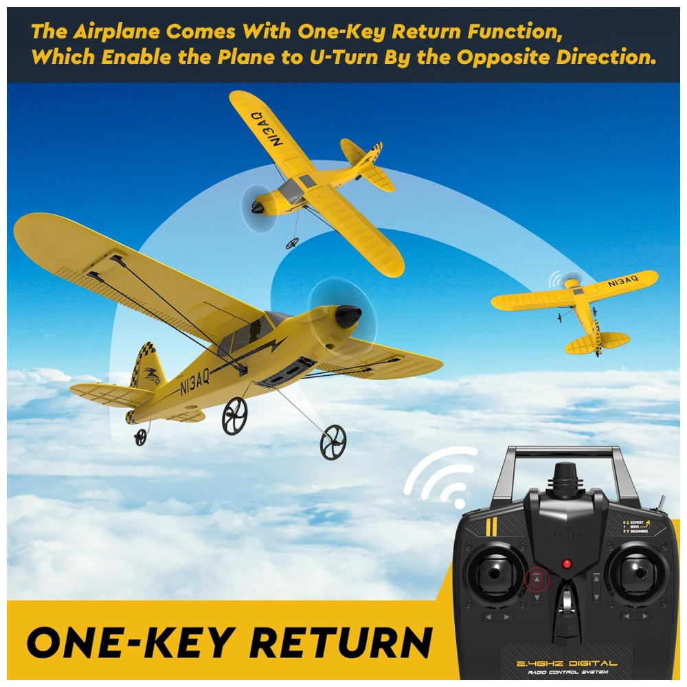 ECTQS1R3VZGC0B_4.jpg - Avião de Controle Remoto de 3 Canais com com Propeller Saver, Sistema de Estabilização Xpilot e Acessórios, 28ºC Sport Cub S2 , Amarelo