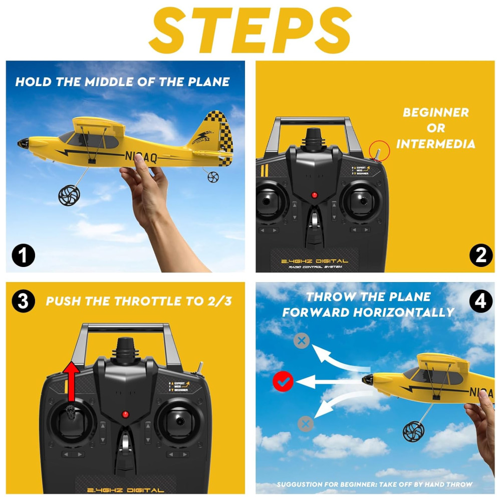 ECTQS1R3VZGC0B_5.jpg - Avião de Controle Remoto de 3 Canais com com Propeller Saver, Sistema de Estabilização Xpilot e Acessórios, 28ºC Sport Cub S2 , Amarelo