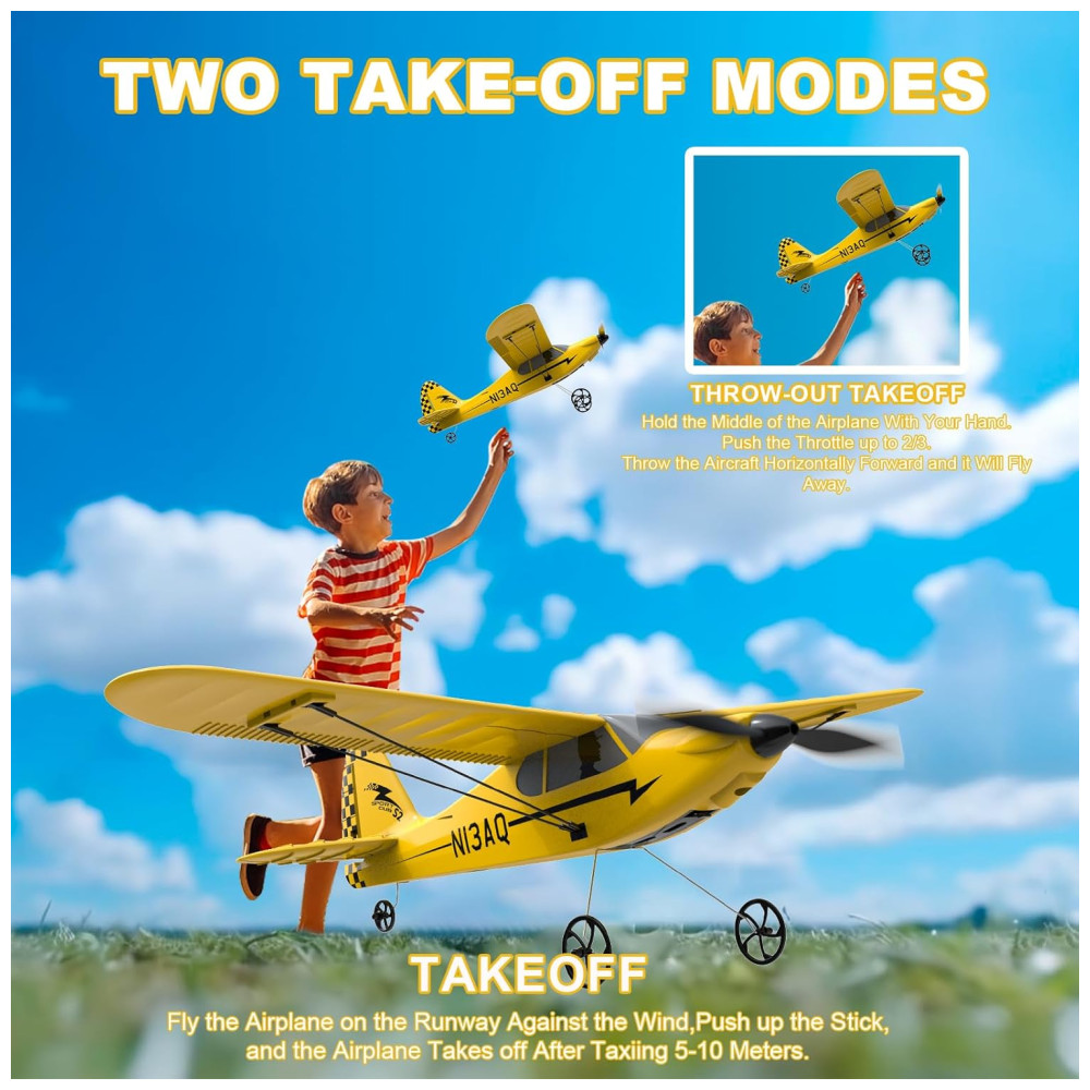 ECTQS1R3VZGC0B_6.jpg - Avião de Controle Remoto de 3 Canais com com Propeller Saver, Sistema de Estabilização Xpilot e Acessórios, 28ºC Sport Cub S2 , Amarelo