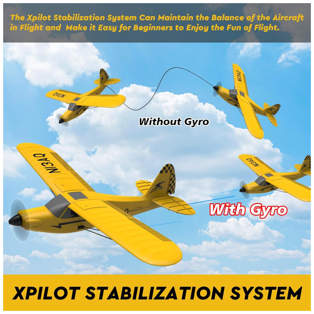 ECTQS1R3VZGC0B_7.jpg - Avião de Controle Remoto de 3 Canais com com Propeller Saver, Sistema de Estabilização Xpilot e Acessórios, 28ºC Sport Cub S2 , Amarelo