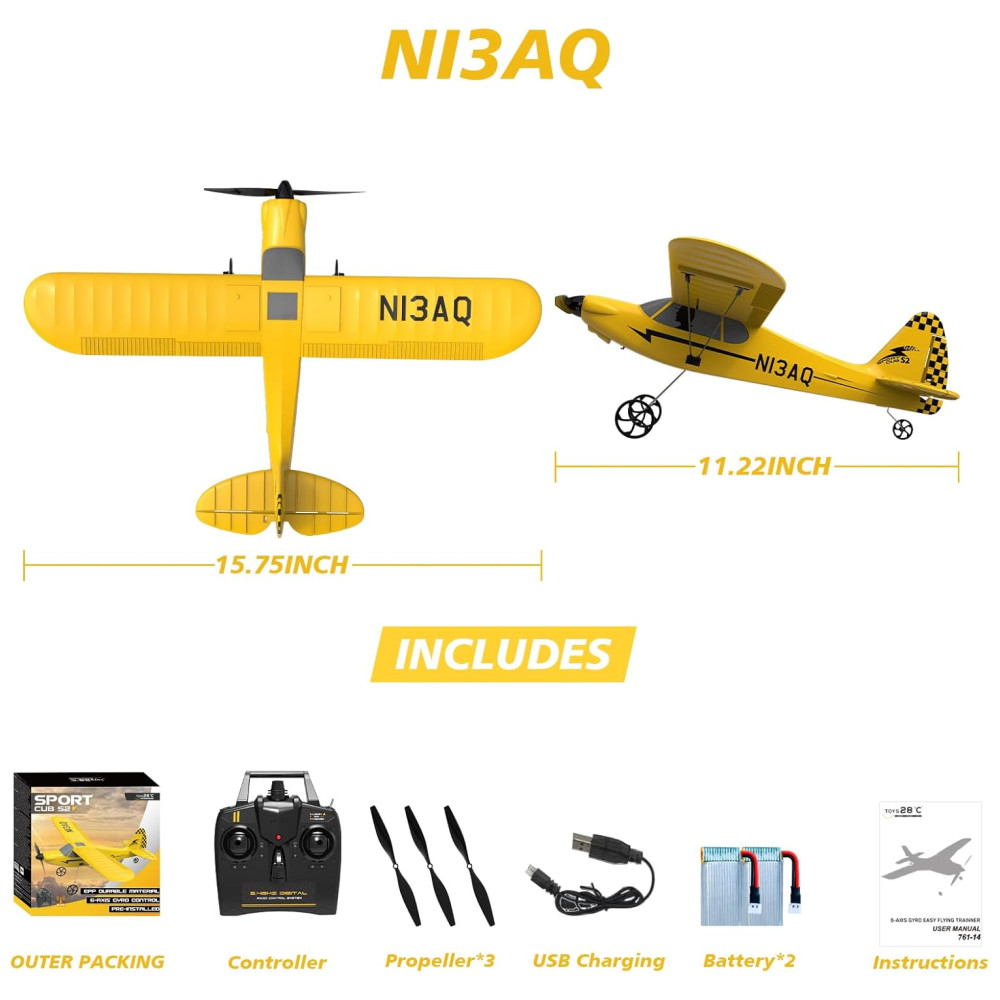 ECTQS1R3VZGC0B_8.jpg - Avião de Controle Remoto de 3 Canais com com Propeller Saver, Sistema de Estabilização Xpilot e Acessórios, 28ºC Sport Cub S2 , Amarelo