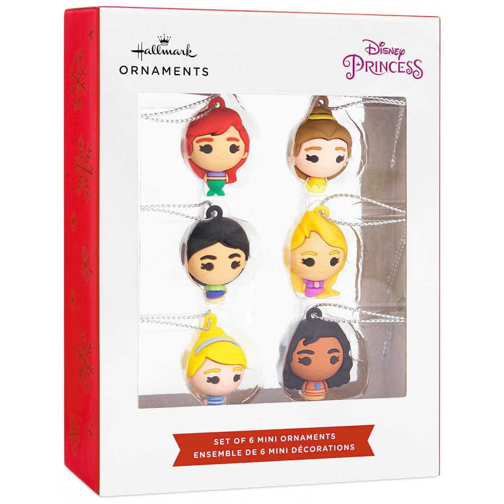 ECTQS1Y3SLR90B_2-1.jpg - Conjunto de 6 Mini Enfeites de Natal Hallmark Keepsake Disney Princesas, Plástico à Prova de Quebra, 1,9x2,5x1,9 cm cada