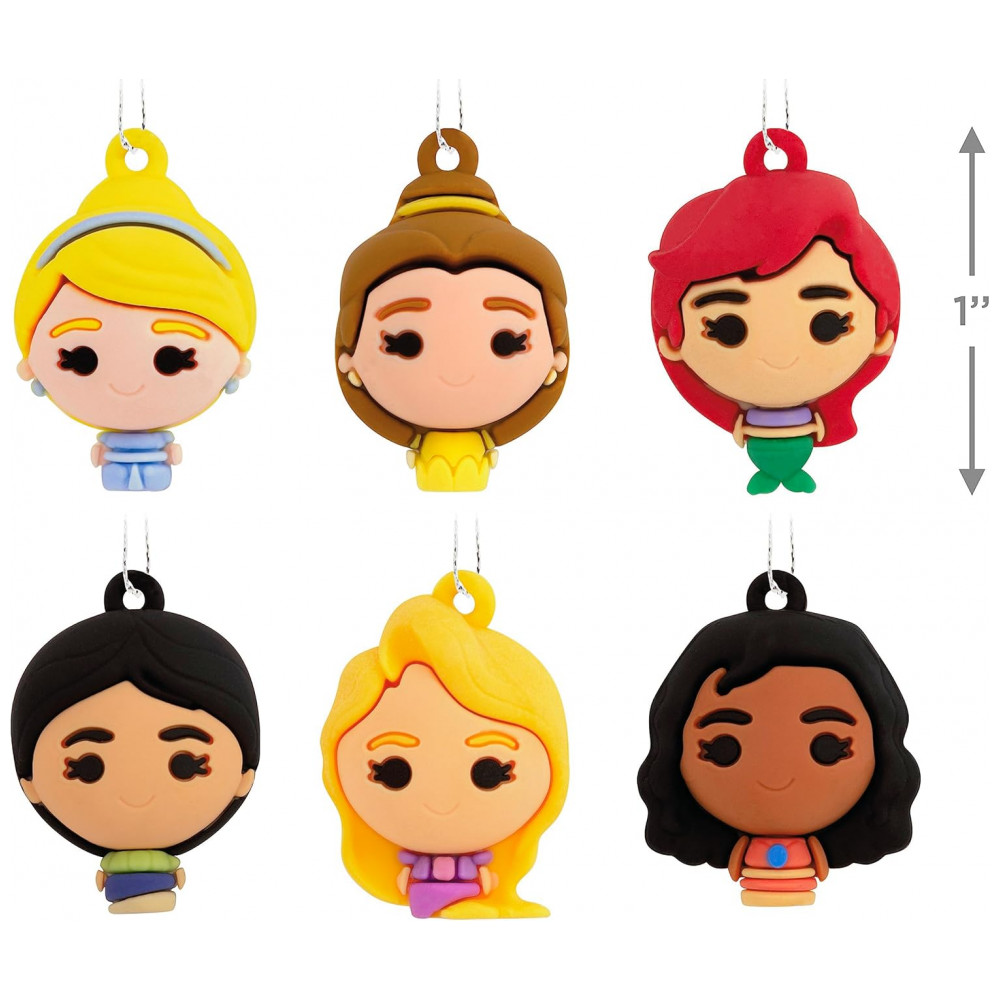 ECTQS1Y3SLR90B_4-1.jpg - Conjunto de 6 Mini Enfeites de Natal Hallmark Keepsake Disney Princesas, Plástico à Prova de Quebra, 1,9x2,5x1,9 cm cada