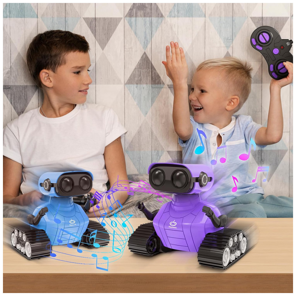 ECTQS2MKKCGC0B_3-1.jpg - Robô Emocional Programável Roxo – Playsheek “Emo Robot” com Controle Remoto Dança e Luzes LED para Crianças a Partir de 3 Anos