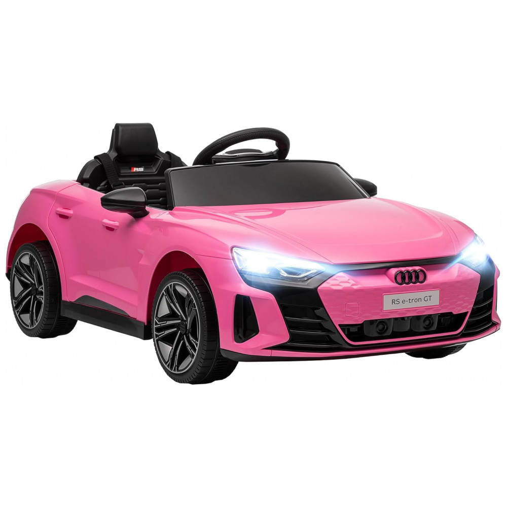 ECTQS4P1ZZGF0B_0-1.jpg - Carro Elétrico Infantil Aosom Audi RS e-tron GT Licenciado 12V Rosa, Controle Remoto, Luzes LED, Música, Suspensão e Fácil Transporte – de 3 a 5 Anos
