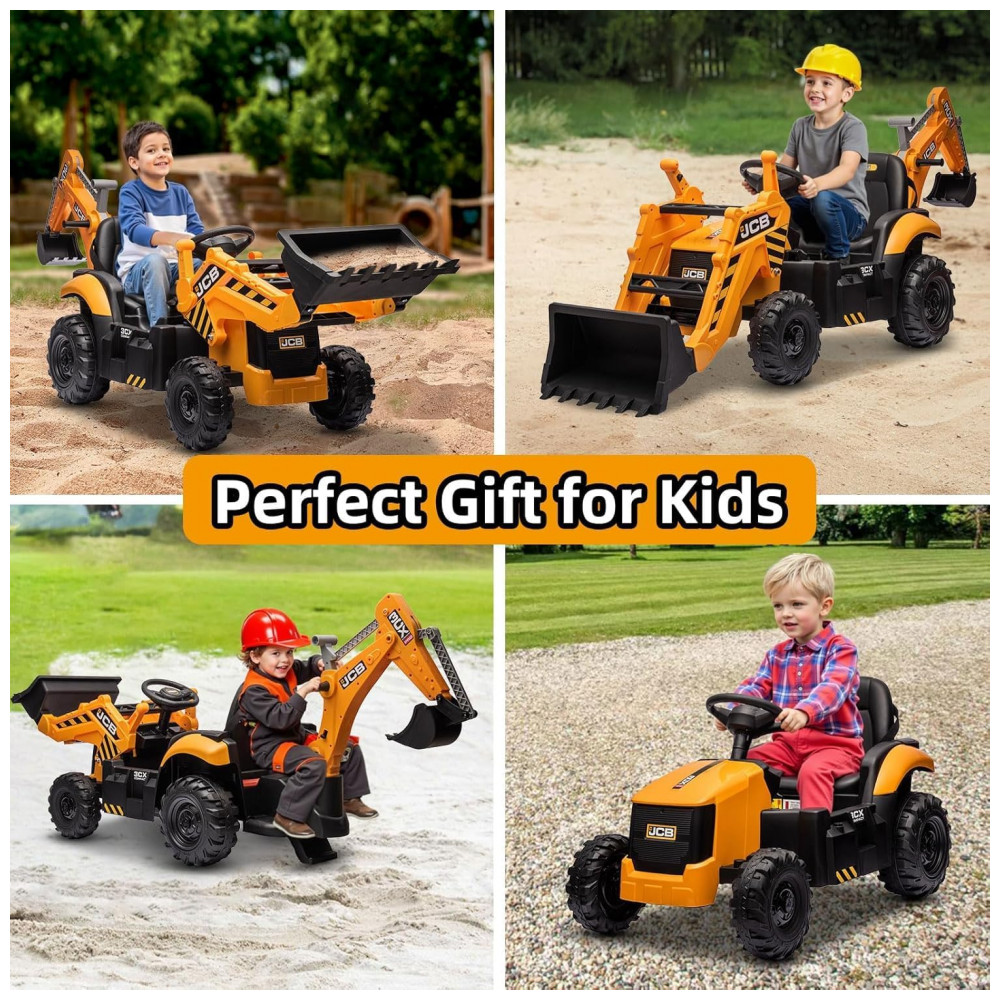 ECTQS7M994XC0B_1-1.jpg - Carrinho Elétrico Infantil 3 em 1 24V JCB Excavator, Trator, Bulldozer, Controle Remoto, Multifuncional, Bluetooth, Amarelo