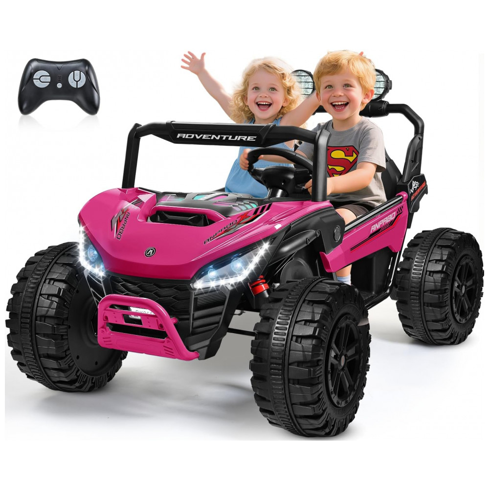 ECTQS7XNGHGF0B_0-1.jpg - Carro Elétrico Infantil ANPABO Rosa 24V 2 Lugares 4 Motores 200W Suspensão Rainbow LED Controle Bluetooth 5.1km/h