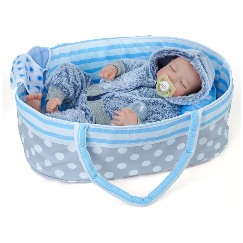 Bebê Recém-Nascido Newborn, Boneca Bebê Reborn Realista BABESIDE Menino 43cm Corpo Macio Vinil com Cesta, Coelhinha
