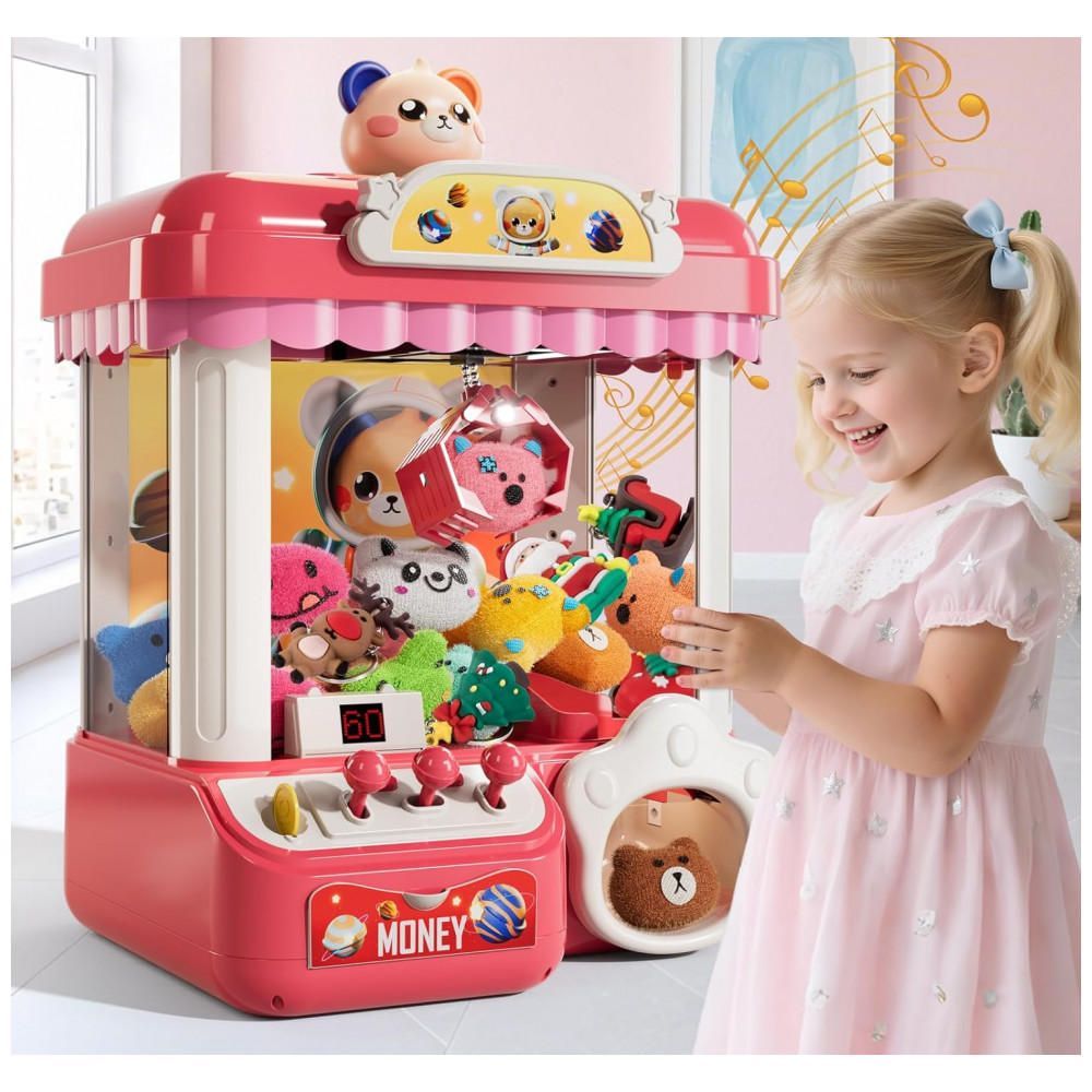 ECTQS9NTG42F0B_0-1.jpg - Mini Máquina de Garra Rosa BLmukce – Arcade Infantil com Música, 36 Mini Brinquedos, Doçuras e Diversão