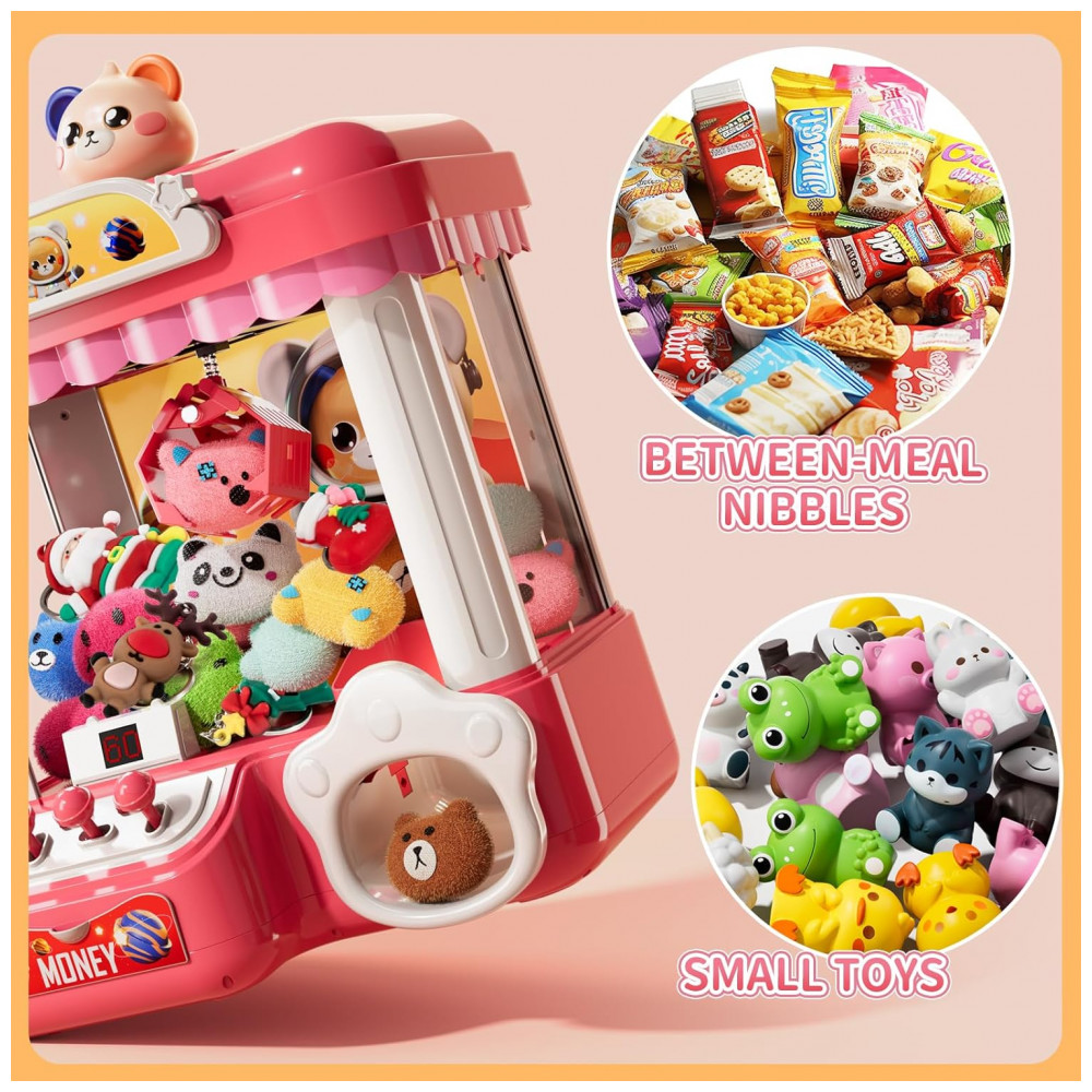 ECTQS9NTG42F0B_3-1.jpg - Mini Máquina de Garra Rosa BLmukce – Arcade Infantil com Música 36 Mini Brinquedos Doçuras e Diversão
