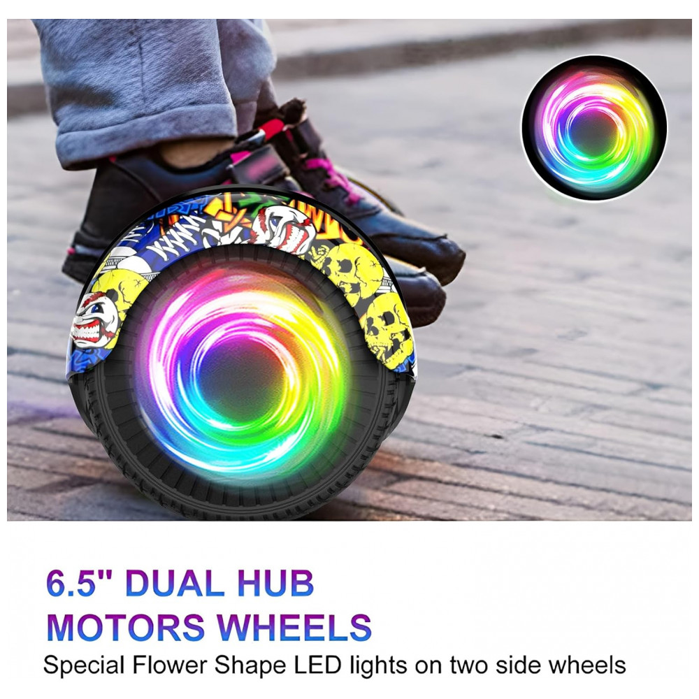 ECTQS9Z1X2TF0B_2-1.jpg - Hoverboard SISIGAD H6 Graffiti para Crianças de 6 a 12 Anos com Bluetooth LED e Rodas Coloridas de 65 Polegadas