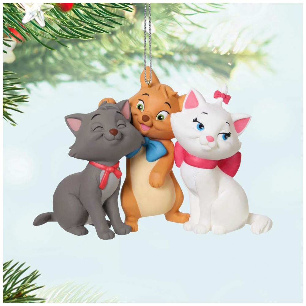 ECTQSCQX93RD0B_2-1.jpg - Enfeite de Natal Hallmark Keepsake 2025, Disney Os Aristogatas 55º Aniversário Berlioz, Toulouse e Marie