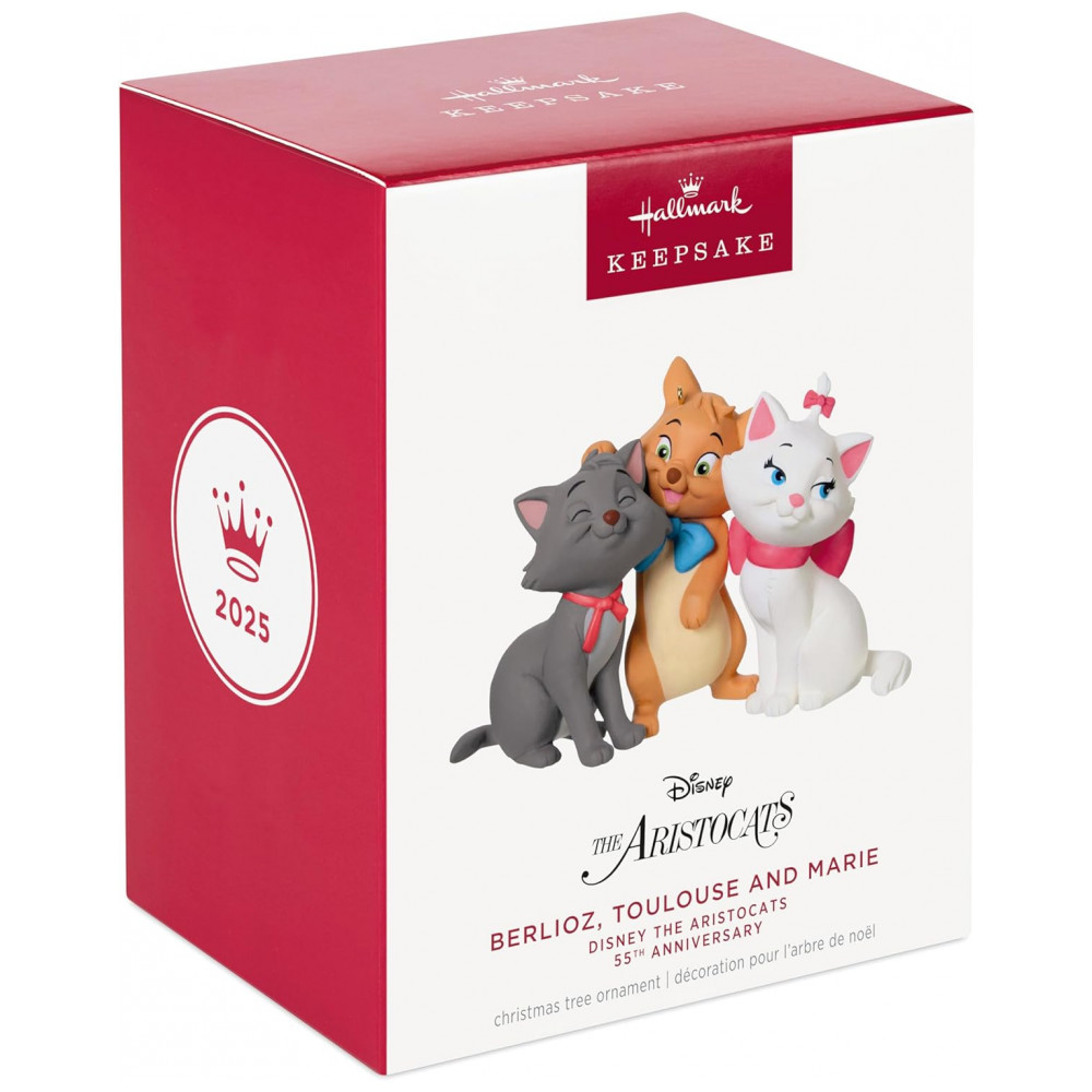 ECTQSCQX93RD0B_6-1.jpg - Enfeite de Natal Hallmark Keepsake 2025, Disney Os Aristogatas 55º Aniversário Berlioz, Toulouse e Marie