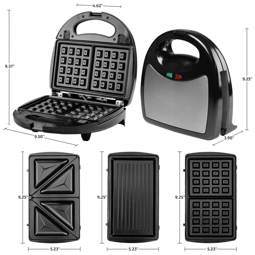 ECTQSG14V9970B_5-1.jpg - OVENTE Conjunto 3 em 1 de Sanduicheira Elétrica, Grill Panini e Máquina de Waffle com Placas Antiaderentes Removíveis, Perfeito para Preparar Sanduích