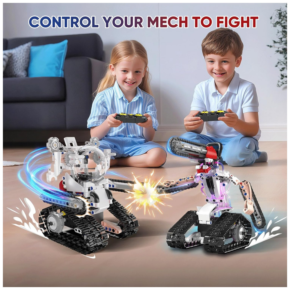 ECTQSHJ9C3DF0B_1-1.jpg - Kit Educativo de Engenharia Azul e Branco – 5‑em‑1 STEM RC Robot Building Kit com 419 Peças, Controle Remoto e App para Crianças