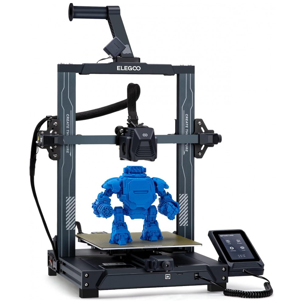 ECTQSJ95QCJB0B_0-1.jpg - Impressora 3D ELEGOO Neptune 3 Pro, Montagem Rápida com Nivelamento Automático, Extrusora de Acionamento Direto, Plataforma Flexível PEI e Tela Sensív