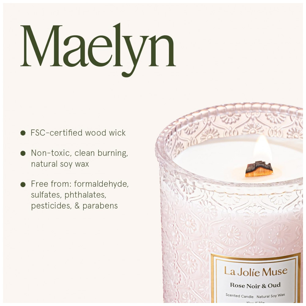 ECTQSMWNPG980B_5-1.jpg - Vela Perfumada LA JOLIE MUSE Rose Noir Oud com Pavio de Madeira de Cerejeira 539 g - Cera de Soja Natural, Queima Limpa por 90 Horas - Decoração Elega