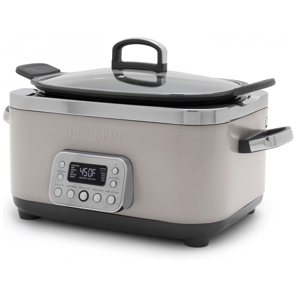 ECTQSN5CT7KD0B_0-1.jpg - Panela Elétrica GreenPan Elite 14 em 1 de 5,68 litros Programável, Tampa Lavável na Lava-Louças e Panela Removível, MultiCooker Antiaderente de Cerâmica Saudá