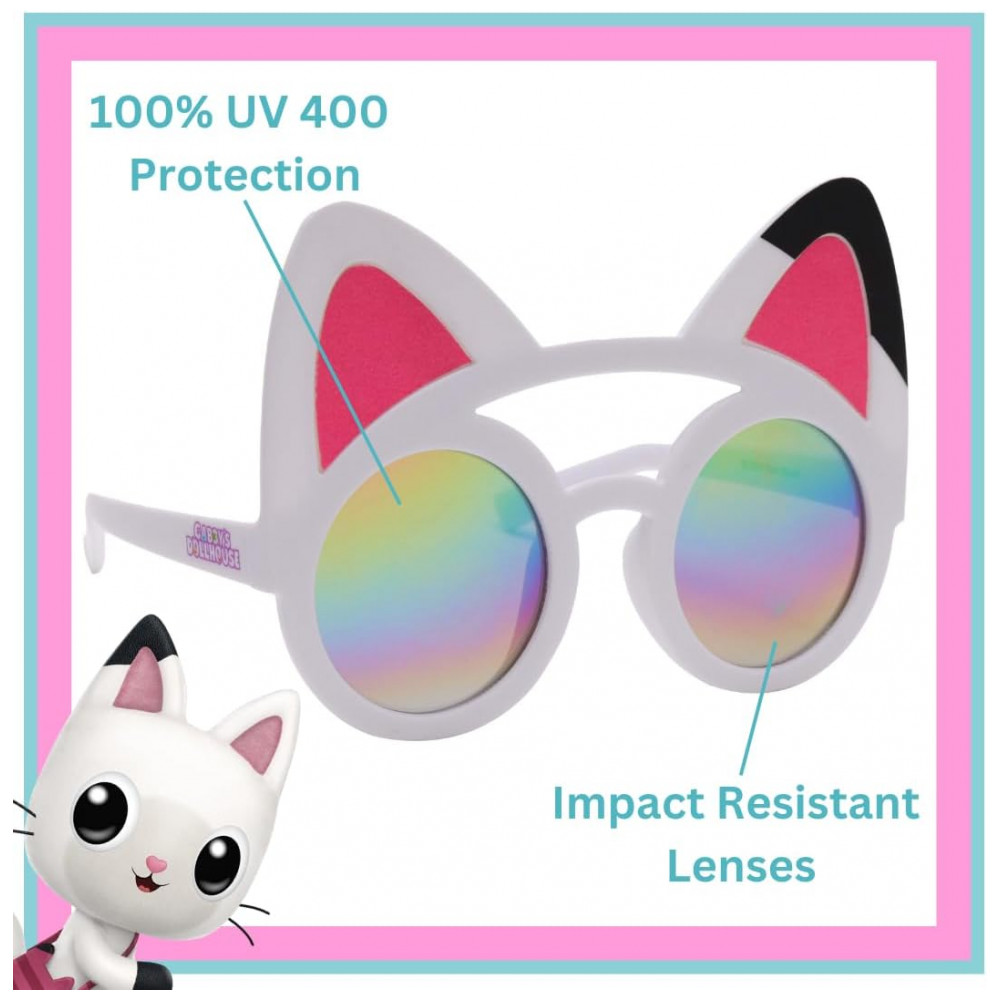 ECTQSRC8DDJC0B_1-2.jpg - Óculos de Sol Sun-Staches do Gabbys Dollhouse Oficial Pandy - Acessório de Fantasia Tamanho Único Branco e Preto Máscara de Gato