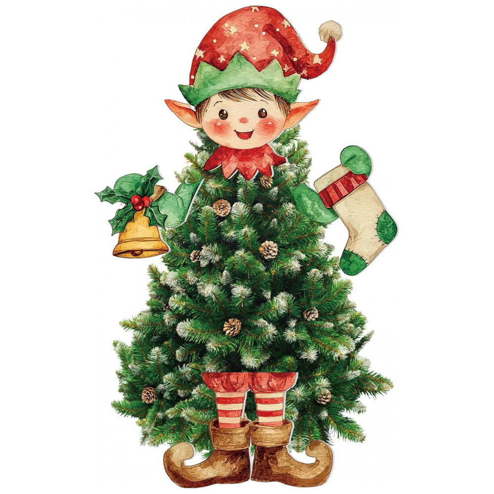 Enfeite de Árvore de Natal Elf SoulcHen - Conjunto com 4 Peças de Decoração Natalina Lindo Elf Verde Limão para Topo da Árvore de Natal,