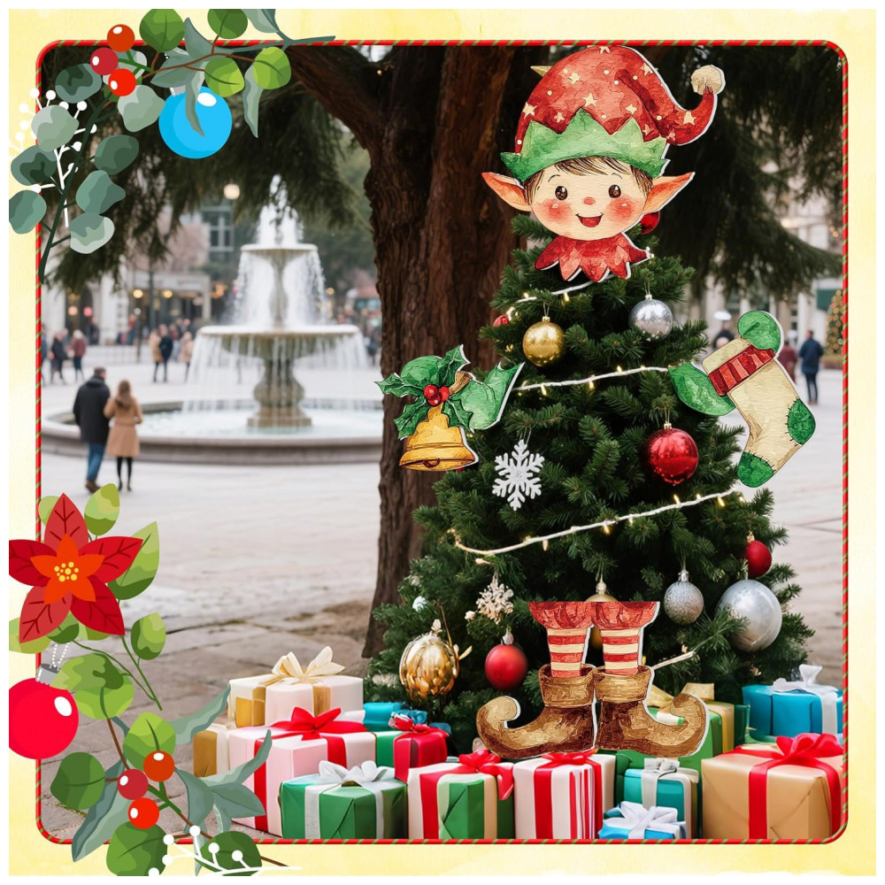 ECTQSSRZ8HKF0B_6-1.jpg - Enfeite de Árvore de Natal Elf SoulcHen - Conjunto com 4 Peças de Decoração Natalina Lindo Elf Verde Limão para Topo da Árvore de Natal,