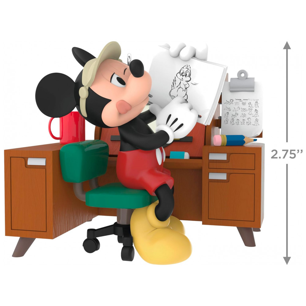 ECTQSVN993RD0B_3-1.jpg - Enfeite de Natal Hallmark Keepsake 2025, Disney Mickey Mouse do Rascunho à Tela, Presente para Fãs da Disney