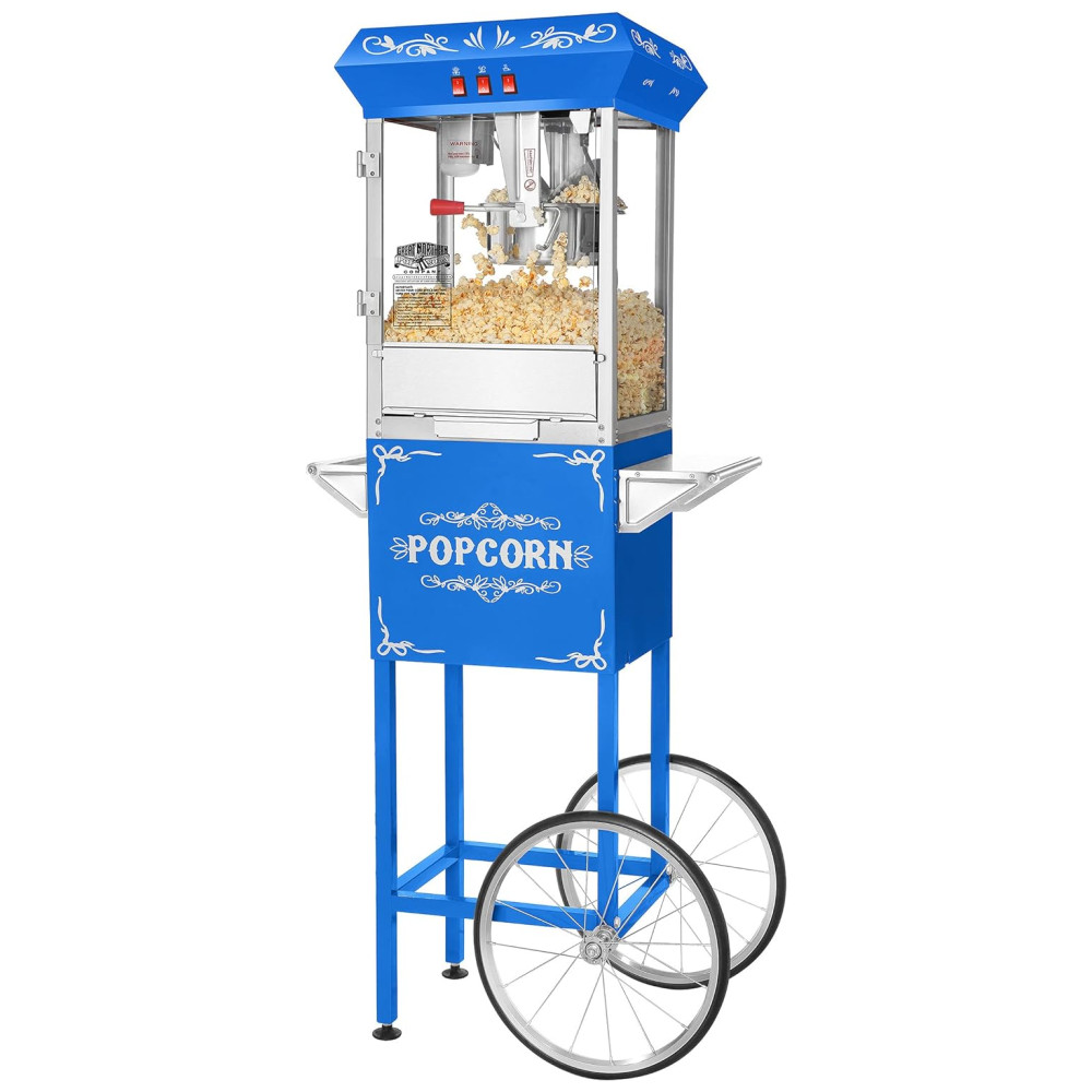 Vintage Pipoqueira Elétrica Portátil em Aço Inoxidável, 110v, GREAT NORTHERN POPCORN COMPANY 6098 8 ounce Foundation Blue, Azul