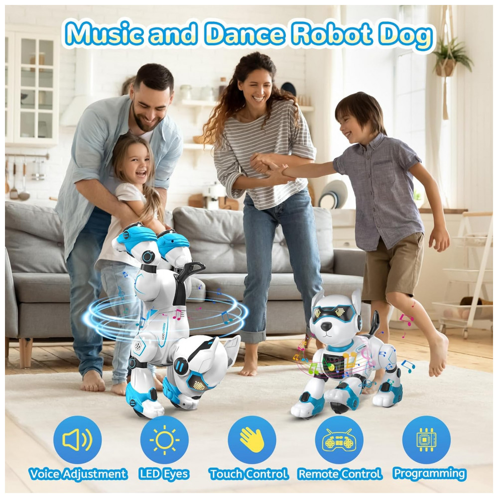 ECTQSXZDPCDD0B_1-1.jpg - Robô Cachorro Programável Azul e Branco – YoJo‑Tech, Controle Remoto, Voz, Imitador de Sons e Dança para Crianças