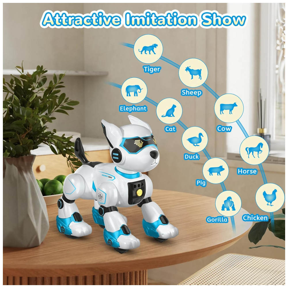 ECTQSXZDPCDD0B_2-1.jpg - Robô Cachorro Programável Azul e Branco – YoJo‑Tech Controle Remoto Voz Imitador de Sons e Dança para Crianças
