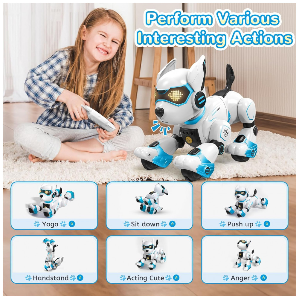 ECTQSXZDPCDD0B_3-1.jpg - Robô Cachorro Programável Azul e Branco – YoJo‑Tech Controle Remoto Voz Imitador de Sons e Dança para Crianças