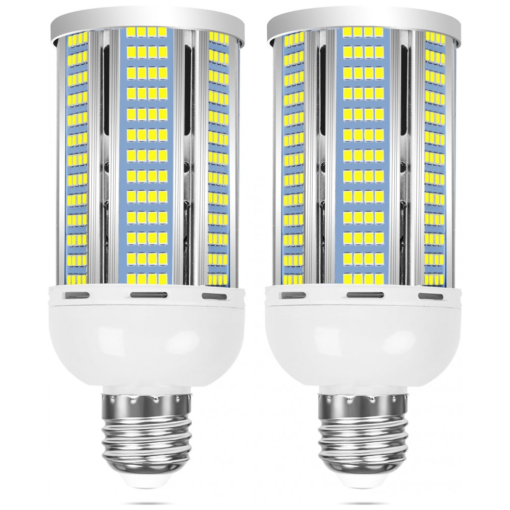 Lâmpada LED Corn 50W (2 un) Elivern, 6000 lúmens, 6000K daylight, base E26/E27, ideal para garagem, fábrica, galpão e área externa.