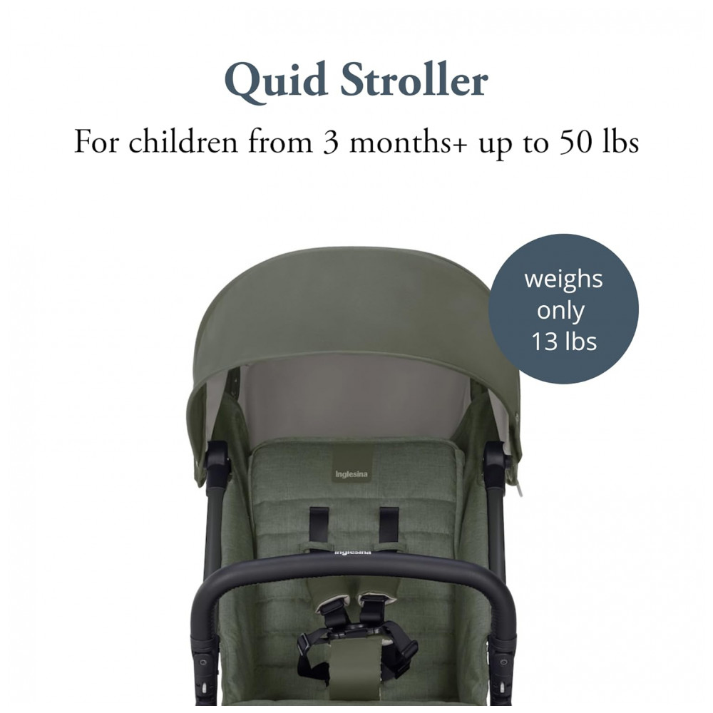 ECTQSZD933XC0B_1-1.jpg - Carrinho de Bebê Inglesina Quid 2 Verde Crocodilo - Ultraleve Compacto Dobrável Reclinação Multiposição Capota UV 50+