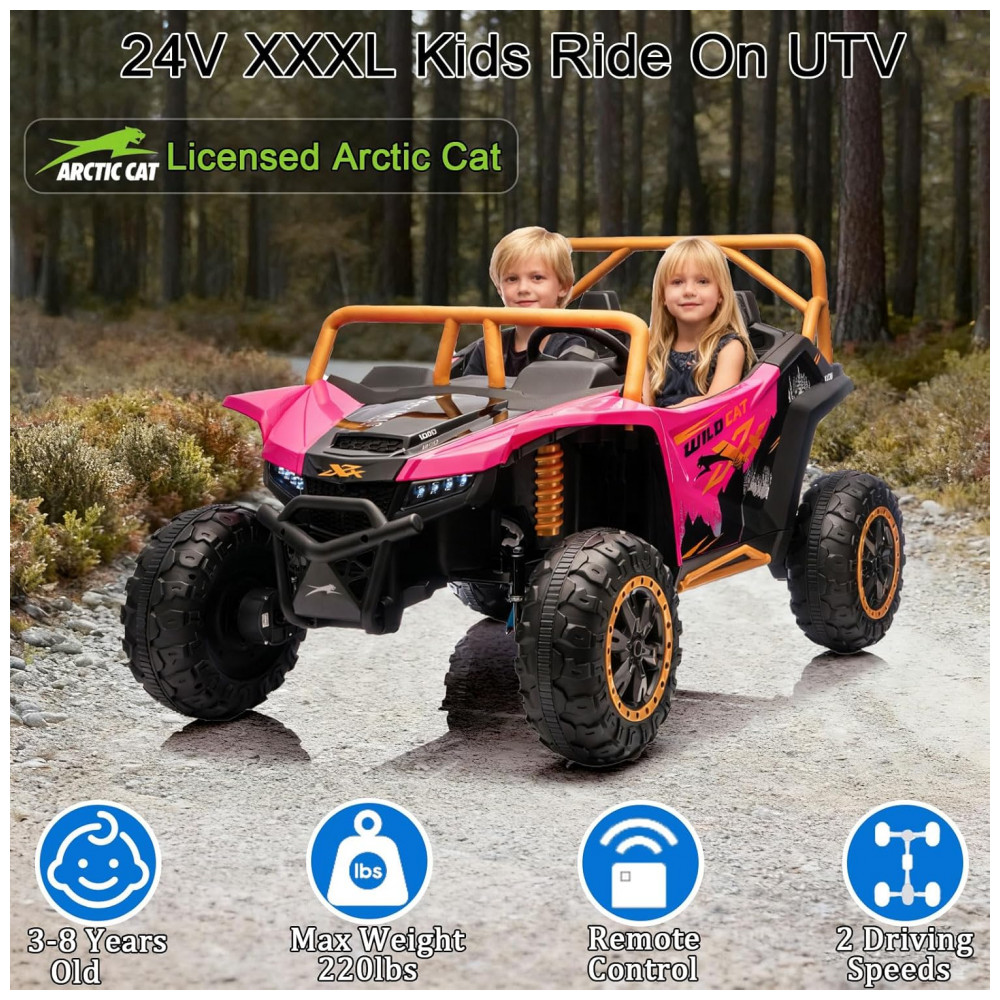 ECTQT15WKSVF0B_1-1.jpg - Carro Elétrico Infantil Arctic Cat UTV 24V Preto XXXL 2 Lugares com Controle Remoto, Bluetooth, Luzes LED e Suspensão Premium
