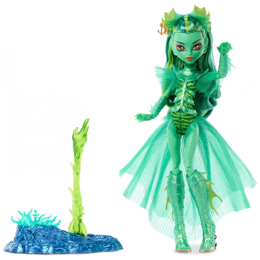 ECTQT1W4NGMC0B_0-1.jpg - Boneca Monster High Skullector Creature From The Black Lagoon – Colecionável com 11 pontos de articulação