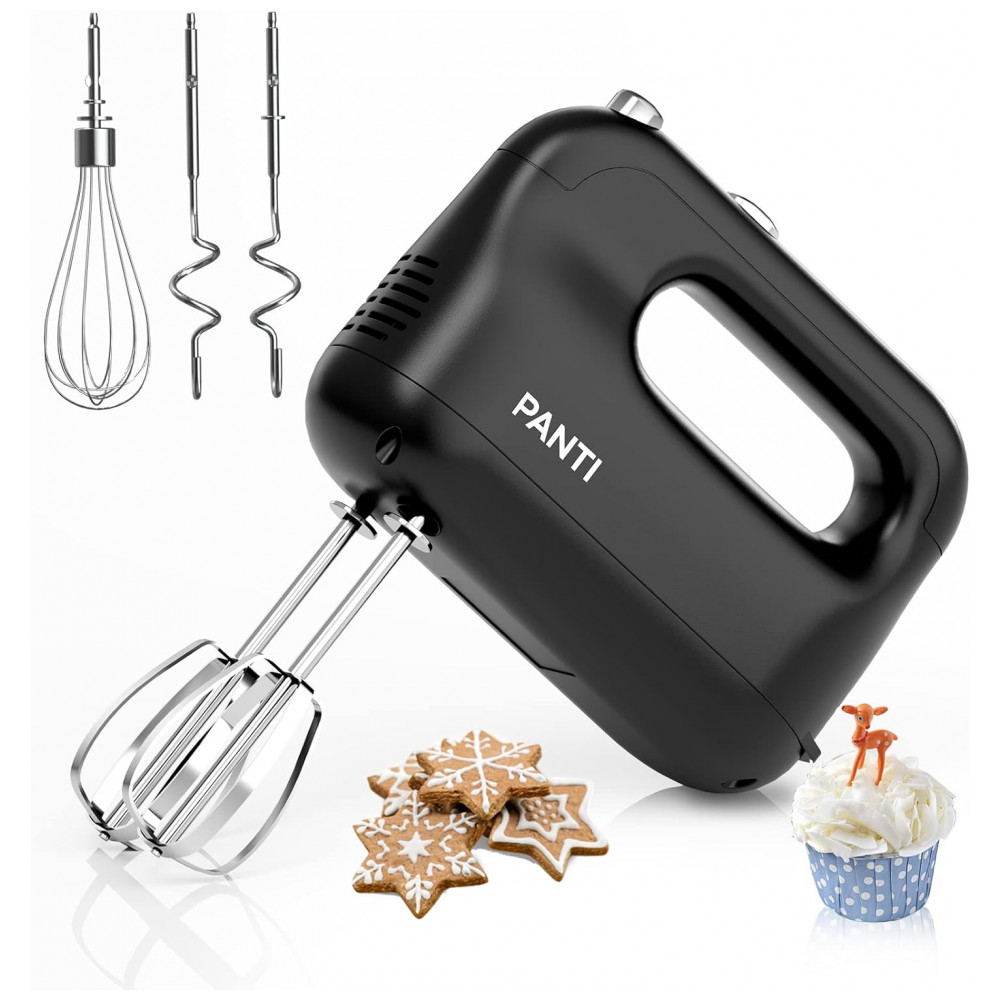 ECTQT1X87ZF90B_0-1.jpg - Batedeira de Mão Elétrica com 5 Velocidades e 3 Acessórios 150W 110v PANTI Preto