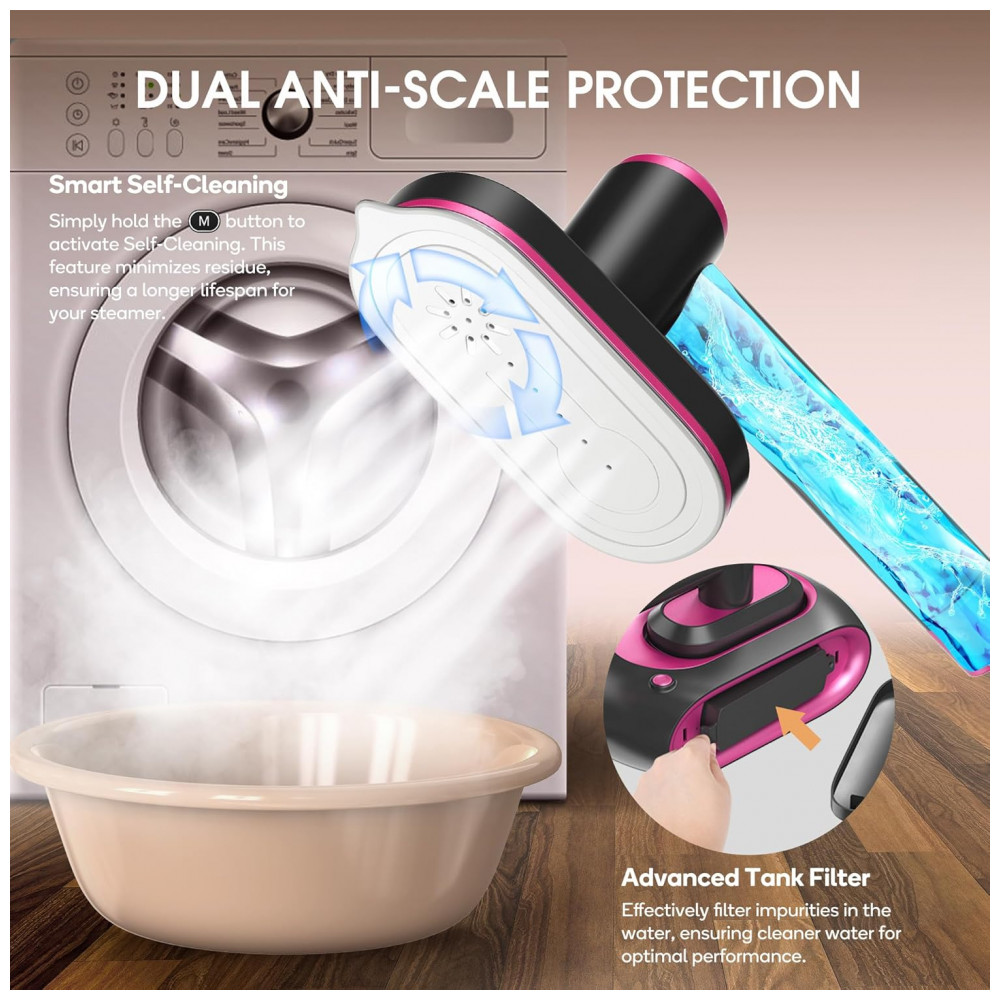 ECTQT2HJVNMD0B_8-1.jpg - Passadeira,Steamer e Vaporizador Newbealer 2 em 1 Pro Steam Station, 1550W, Turbo de 3 Níveis, Vapor Seco para Roupas,