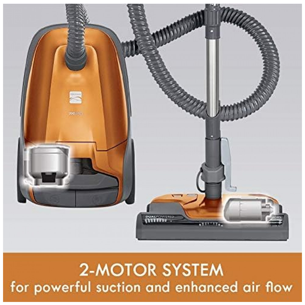 ECTQT328M1X80B_4-1.jpg - Aspirador de Pó Canister Kenmore 81214 200 Series Pet Friendly Leve e Eficiente com Filtro HEPA e Sistema de 2 Motores - Laranja