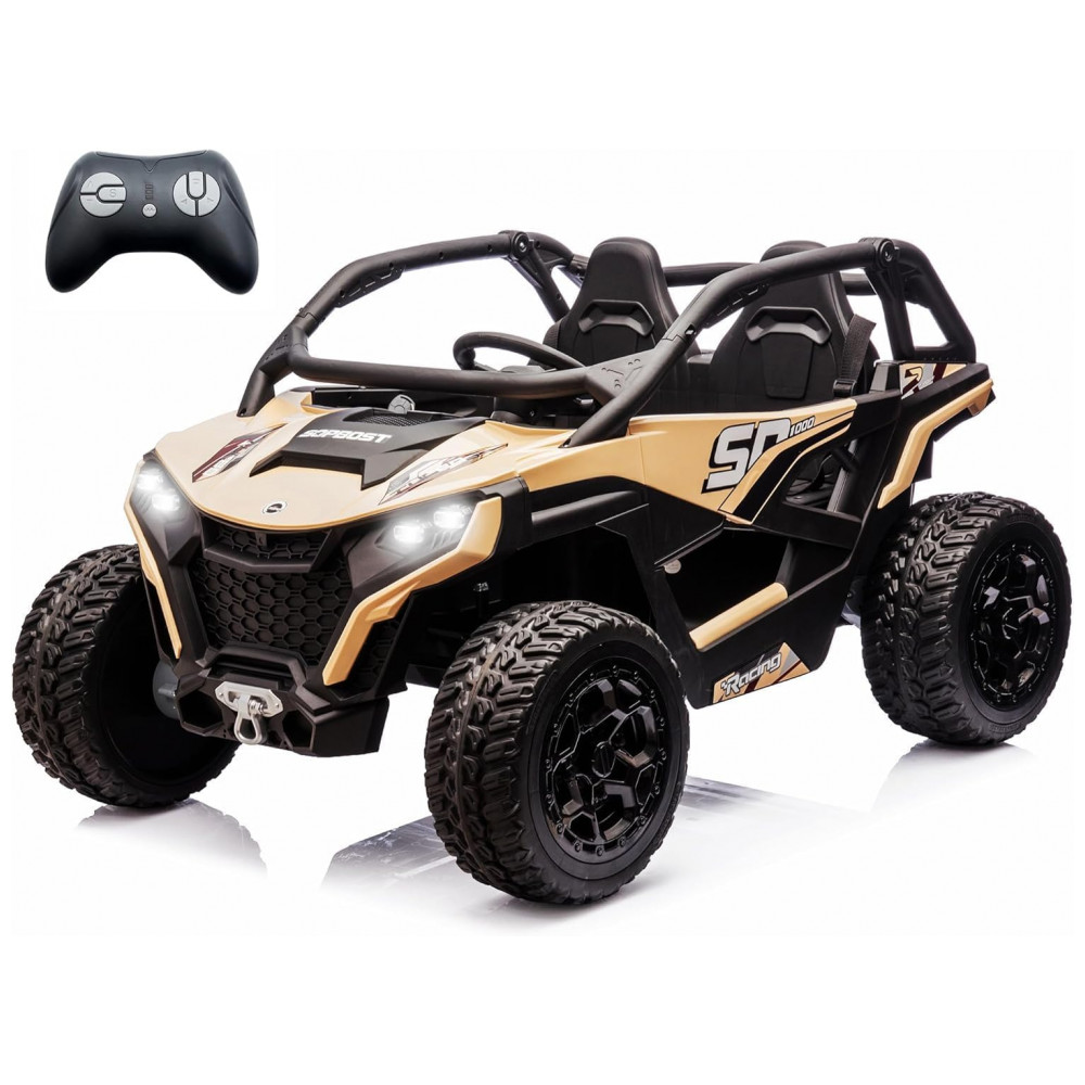 ECTQT5TR13MC0B_0-1.jpg - Carrinho Elétrico Infantil 4x4 Sopbost XL 24V 10Ah 2 Lugares 4 Motores 75W Controle Remoto Suspensão Molas Bluetooth Bege