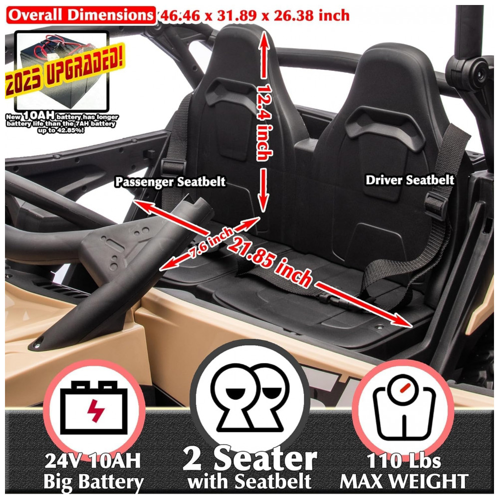 ECTQT5TR13MC0B_4-1.jpg - Carrinho Elétrico Infantil 4x4 Sopbost XL 24V 10Ah 2 Lugares 4 Motores 75W Controle Remoto Suspensão Molas Bluetooth Bege