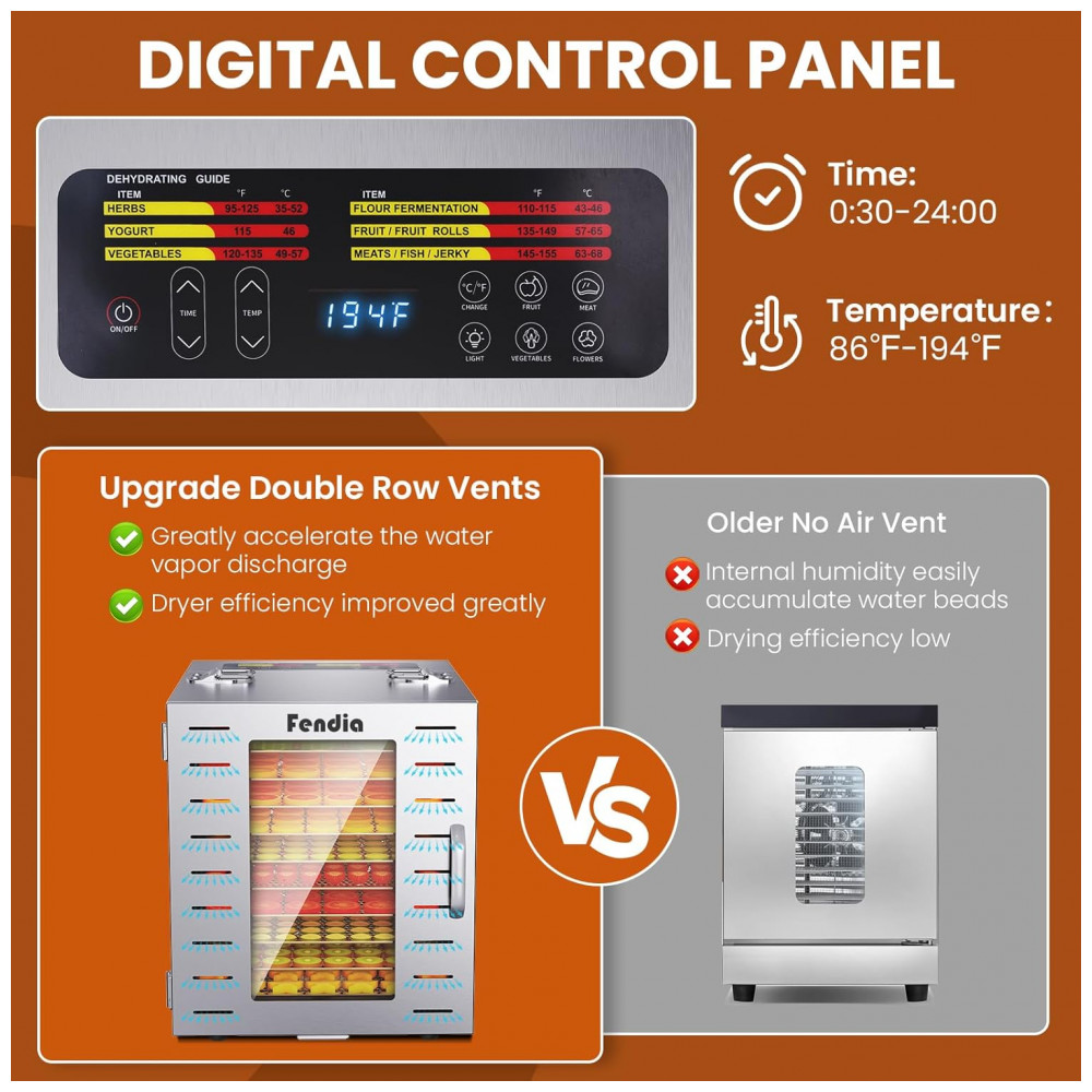 ECTQTB2XF7HF0B_5-1.jpg - Desidratador de Alimentos para Jerky com Controle Remoto 10 Bandejas Grandes de Aço Inoxidável 1000W Desidratador de Frutas Fendia