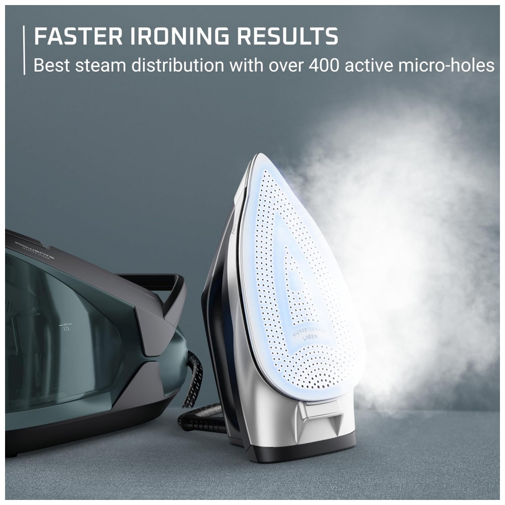 ECTQTB8Q7S2D0B_1-1.jpg - Estação de Vapor e Ferro a Vapor Rowenta Master Steam, Ferro Profissional com Base de Aço Inoxidável, 1,7 L, 400 Furos de Microvapor, Bomba Integrada,
